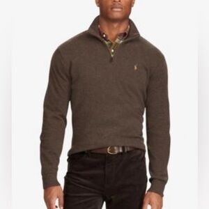 Polo Ralph Lauren Men's Estate-rib Mock-neck Pullover qzip, brushed brown M